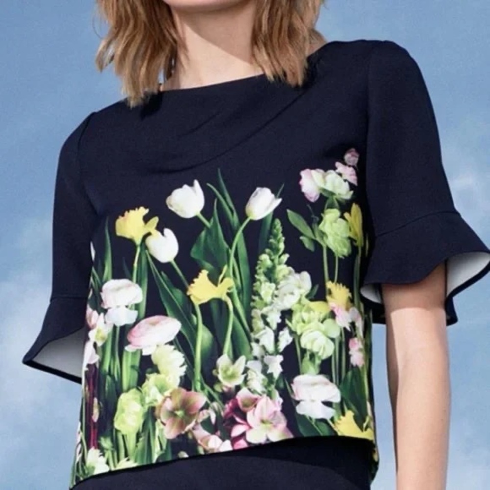 Victoria Beckham for Target Navy Floral Blouse
